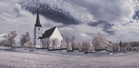 infrared photography - ir photo of landscape with tree under sky with clouds - the art of our world...
