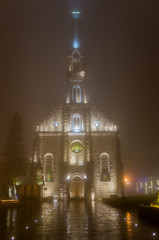 Fototapeta na wymiar St. Peter the Apostle Mother Church (Igreja Matriz São Pedro Apóstolo) in night lights illumination - Gramado, Rio Grande do Sul, Brazil