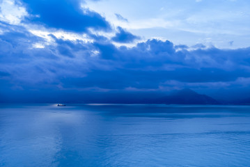 Antalya, Turkey, 20 December 2010: Gulf of Antalya with clouds and sunset