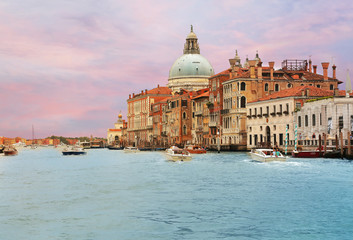 Fototapeta na wymiar Venice, Italy - view across grand canal during sunset