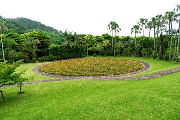 円形花壇のある公園