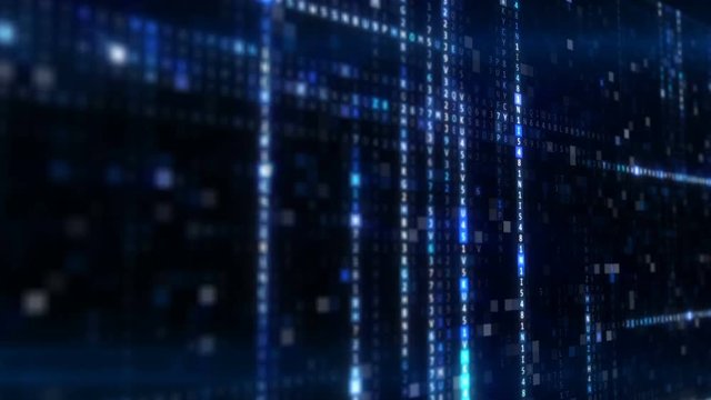 Randomly generated computer hexadecimal machine code abstract technological background of a seamless loop in blue color