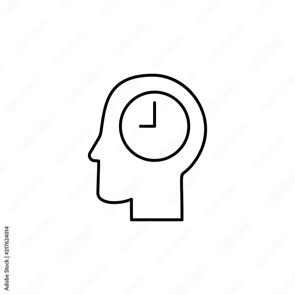 Poster Time in head icon. Element of time value icon for mobile concept and web apps. Thin line Time in head icon can be used for web and mobile