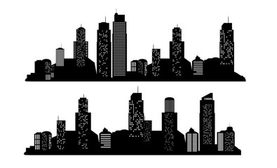 Set of vector city silhouette with on white background. Vector Illustration