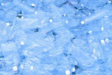 Composition with plastic bottles of mineral water. Plastic waste