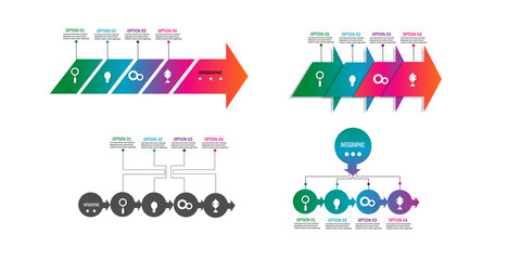 Naklejka premium Modern timeline infographic chart data option template design vector