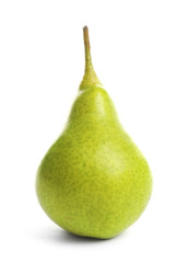 Whole ripe pear on white background