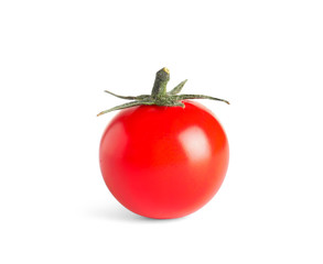 Tasty red cherry tomato on white background