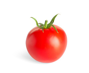 Tasty red tomato on white background