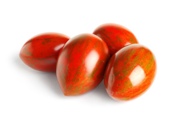 Tasty ripe tomatoes on white background