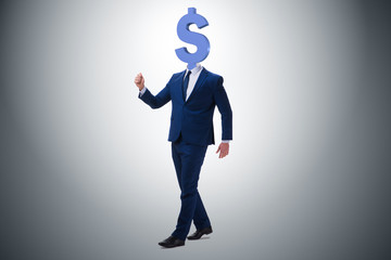 Businessman with dollar sign instead of head