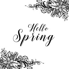 banner with the Hello Spring floral frame vector illustration