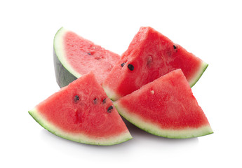Slice of watermelon on white background