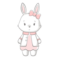Bunny cute print. Sweet baby girl shower card.