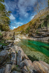 Fototapeta na wymiar Turquoise Lake Rock Stone Scenery