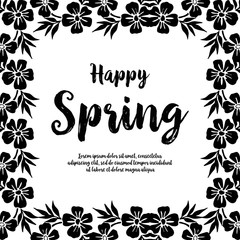 Happy spring card floral hand draw vector illustration