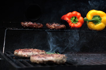 BBQ beef patties and vegetables