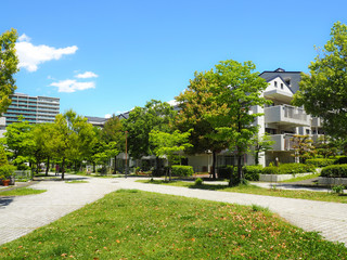 青空と閑静な住宅街