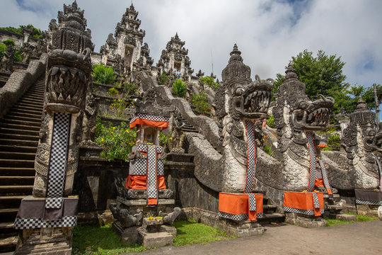 Dragon statue on the entrance way inside of Pura Lempuyang temple near Agung volcano,Bali, Indonesia
