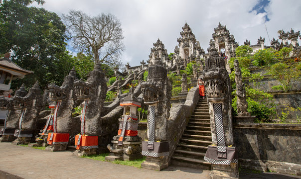 Dragon statue on the entrance way inside of Pura Lempuyang temple near Agung volcano,Bali, Indonesia