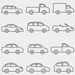 Cars, vans and truck line icons - 217636883
