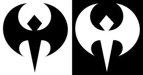 stylization of the bat in two versions of the abstract minimalist logo
