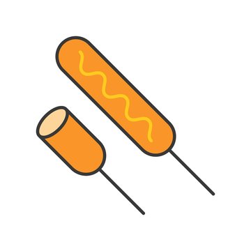 fried sausages sticks, food and gastronomy set, filled outline icon