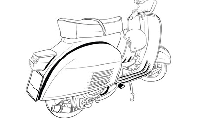 Scooter and vehicle, vintage scooter, vector