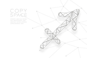 Sagittarius Zodiac sign wireframe Polygon silver frame structure, Fortune teller concept design illustration isolated on white background with copy space, vector eps 10