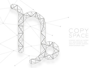 Capricorn Zodiac sign wireframe Polygon silver frame structure, Fortune teller concept design illustration isolated on white background with copy space, vector eps 10