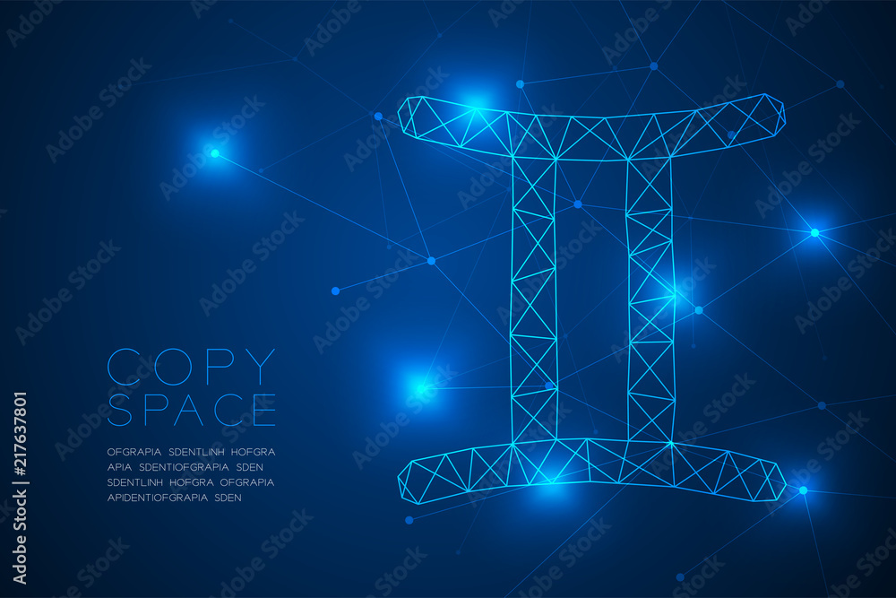 Aufkleber gemini zodiac sign wireframe polygon frame structure, fortune teller concept design illustration iso