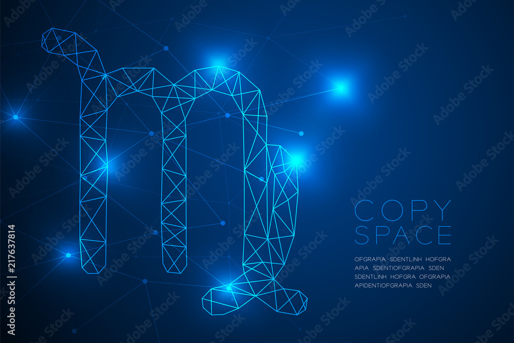 Poster virgo zodiac sign wireframe polygon frame structure, fortune teller concept design illustration isol