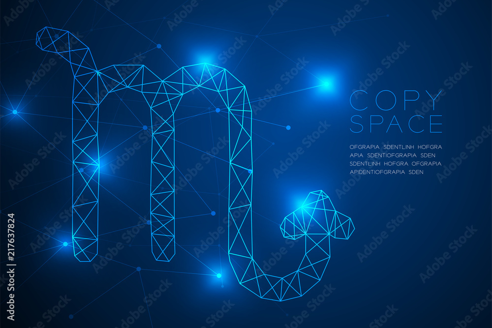 Poster scorpio zodiac sign wireframe polygon frame structure, fortune teller concept design illustration is