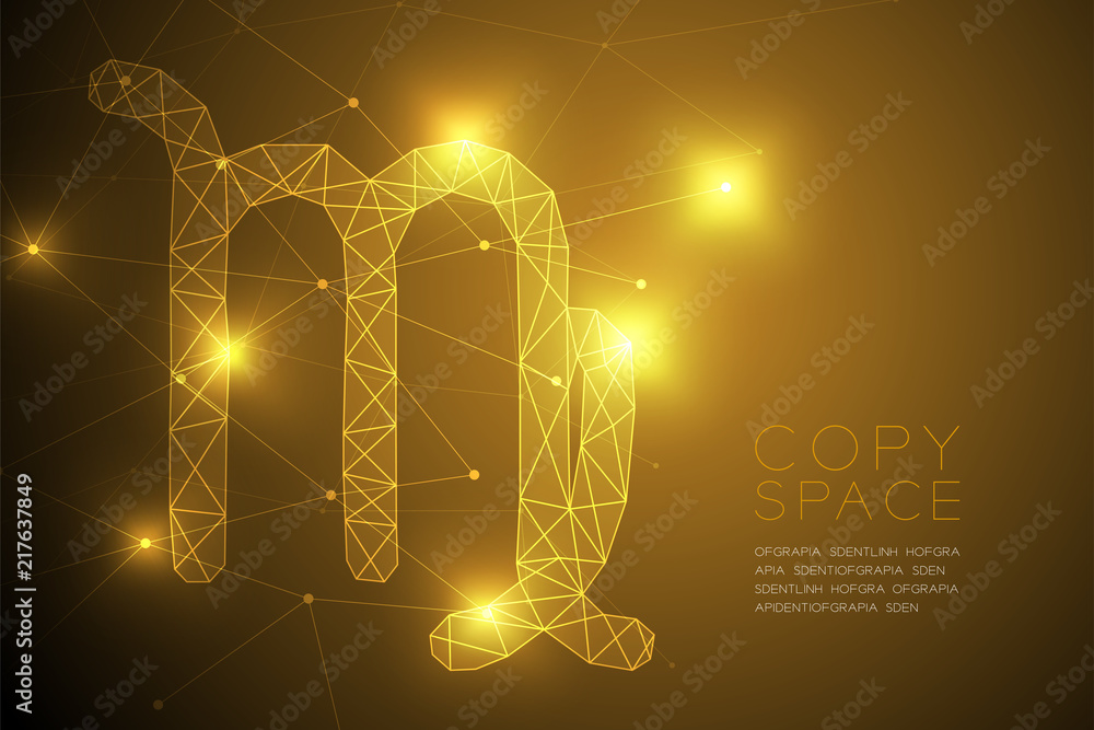 Poster virgo zodiac sign wireframe polygon frame structure, fortune teller concept design illustration isol