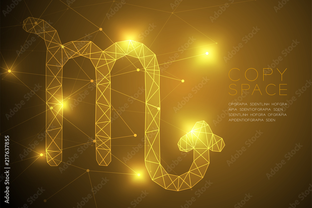 Poster scorpio zodiac sign wireframe polygon frame structure, fortune teller concept design illustration is