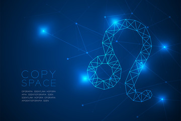 Leo Zodiac sign wireframe Polygon frame structure, Fortune teller concept design illustration isolated on blue gradient background with copy space, vector eps 10