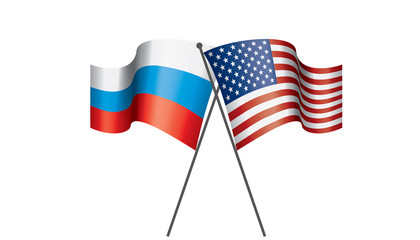 Russia and USA national flags. Vector illustration.