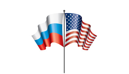 Russia and USA national flags. Vector illustration.