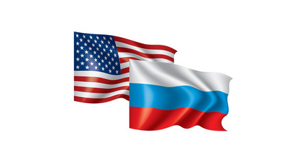 Russia and USA national flags. Vector illustration.