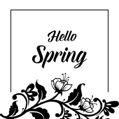 Hello spring flower hand draw card design vector illustration