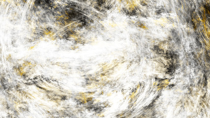 Abstract painted texture. Chaotic grey and yellow strokes. Fractal background. Fantasy digital art. 3D rendering.