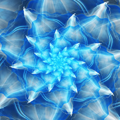 Abstract exotic blue flower. Close-up view. Fantasy fractal design. Psychedelic digital art. 3D rendering.
