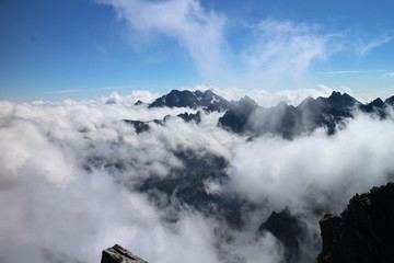 Fototapeta na wymiar View from top of Rysy peak (2503 m), High Tatras, Slovakia 