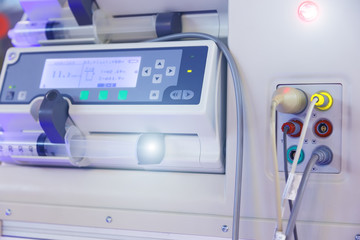 panel of medical equipment to support breathing close-up