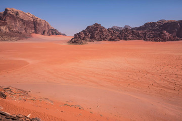 Fototapeta na wymiar The Mars-like Wadi Run Desert Protected Area in Southern Jordan