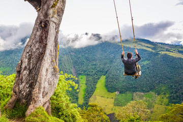 Swing at the End of the World in Baños Ecuador - obrazy, fototapety, plakaty