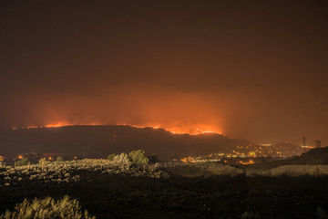 Grass Valley Wild Fire at Night, Grand Coulee Washington