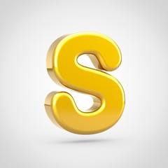 Golden letter S uppercase isolated on white background.