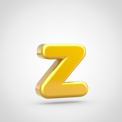 Golden letter Z lowercase isolated on white background.