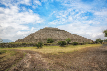 Teotihuacan with Blue Skies
